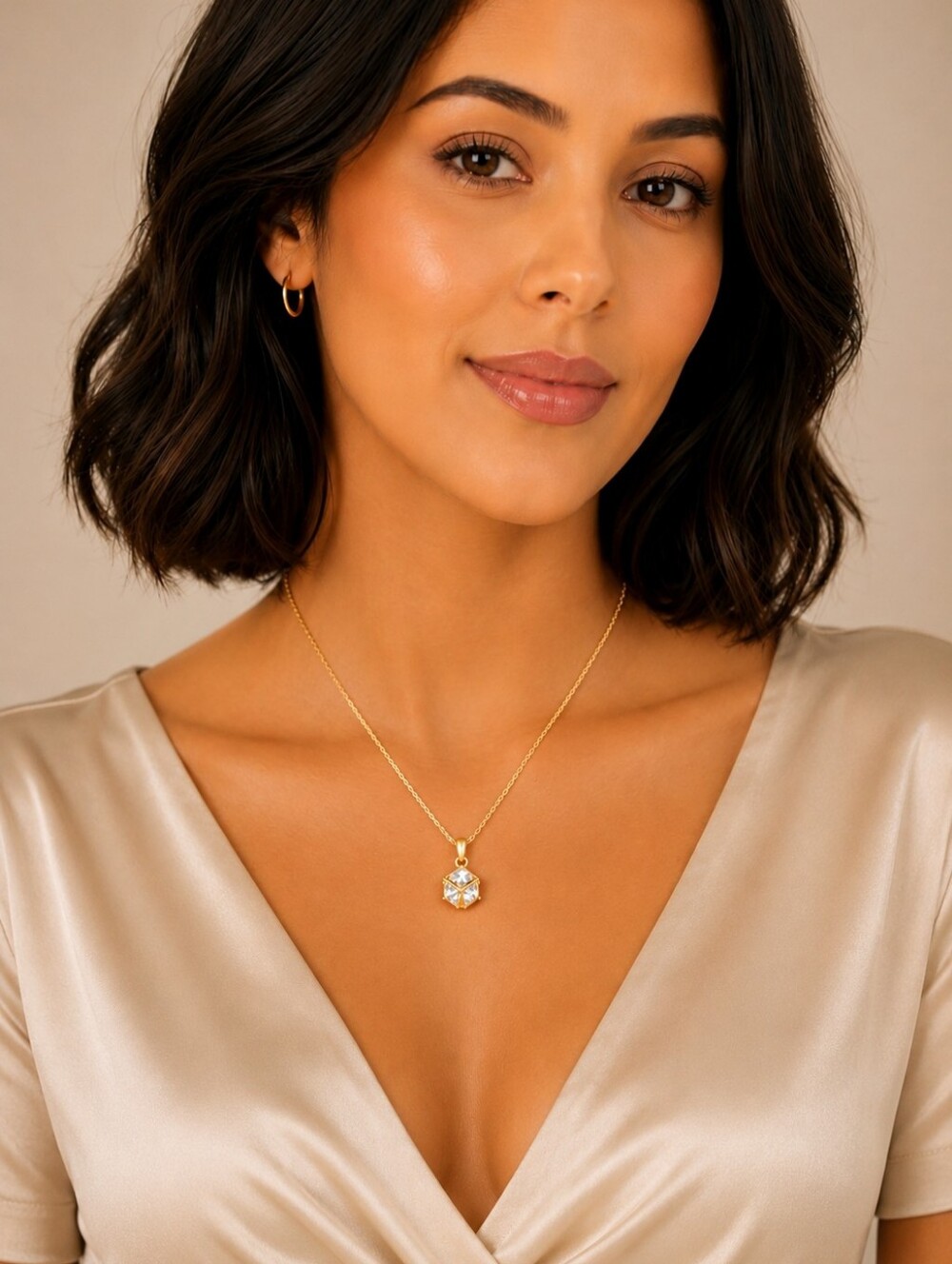 Vintage-Inspired ICING Crystal Cube Pendant Necklace